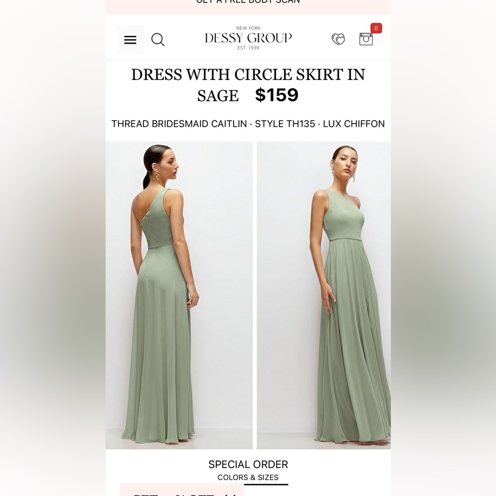 Dessy Collection One-Shoulder Dress in Sage
